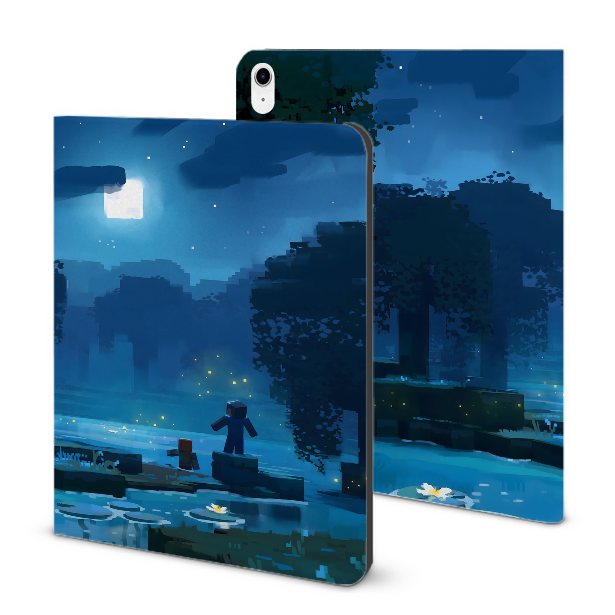 （画像用） マインクラフト ブロックの世界 Minecraft MC Block world IPad ケース ブック型 PUレザー TPU 耐衝撃 軽量 薄型 ペン収納なし 全面保護 IPad 各モデル対応